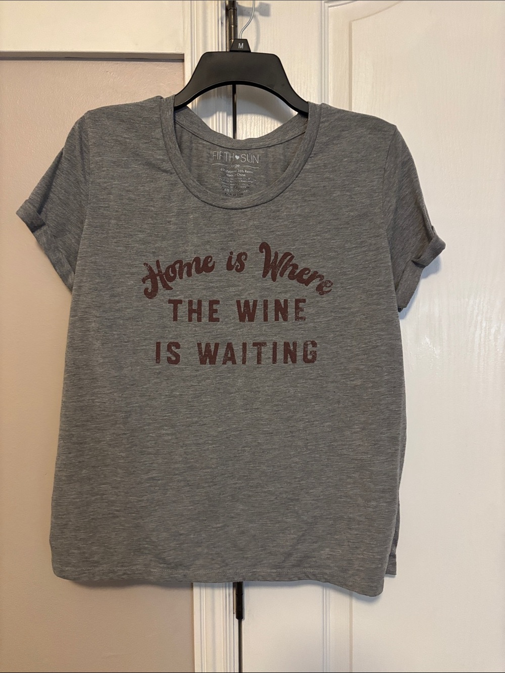 Fifth Sun Gray Tee with Maroon Wine Slogan